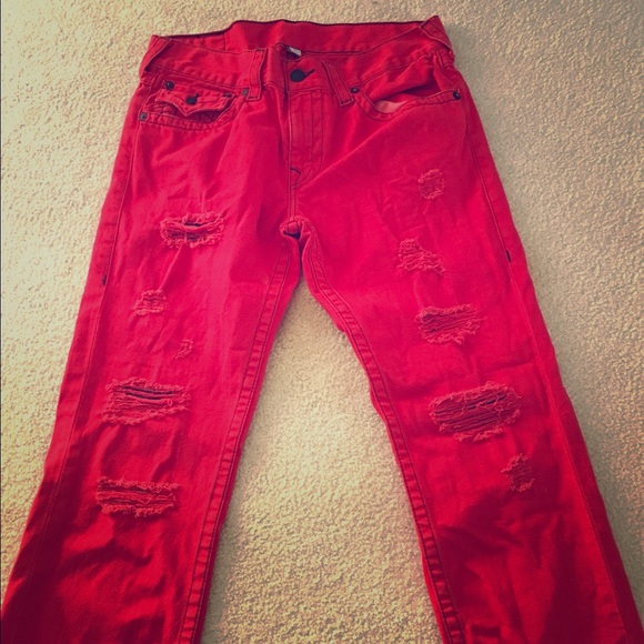 red ripped jeans mens