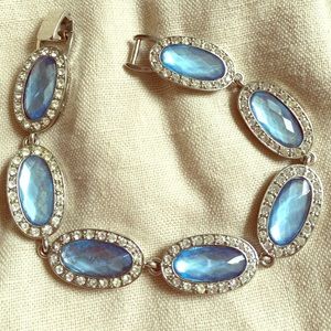 Elegant Blue and silvertone link bracelet.