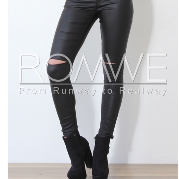 Black PU Leather Slim Pant