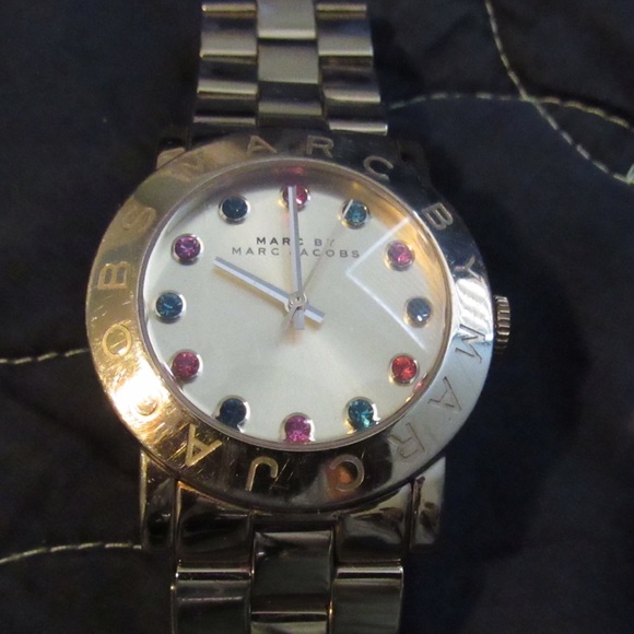 Marc by Marc Jacobs gold tone, large crystal watch