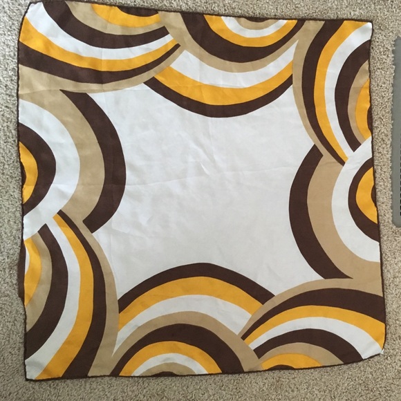 Japanese silk scarf square 27" brown gold cream - Picture 2 of 4