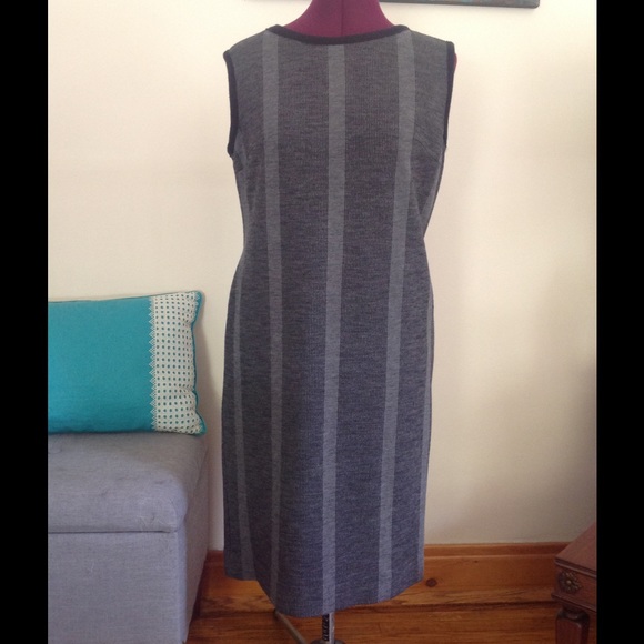 Vintage Black And a Gray Striped Midi Dress