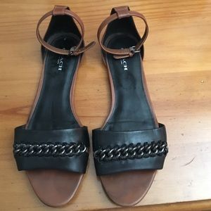 coach chain detailed leather sandals.