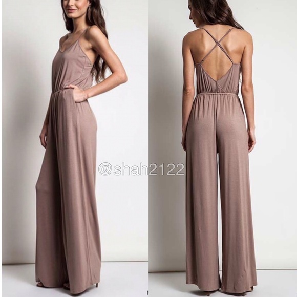 Criss Cross Back Wide Leg Jumpsuit Jumper Dress - Picture 4 of 6