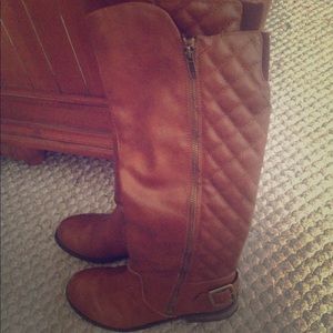 Cognac Quilted Tall Boots