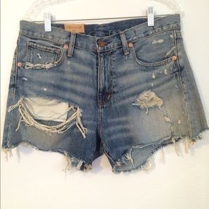 Ralph Lauren destructed denim shorts.