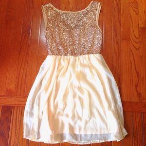 Gold Sequin & Chiffon Mini Dress