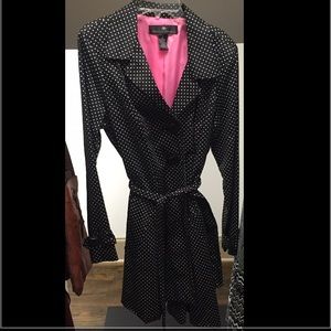 Madison Michelle Black/white polka dot trench coat