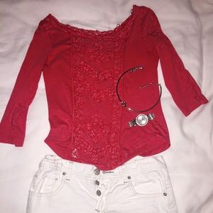 Free people quarter sleeve shirt