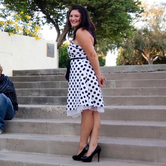 Black polka dot dress