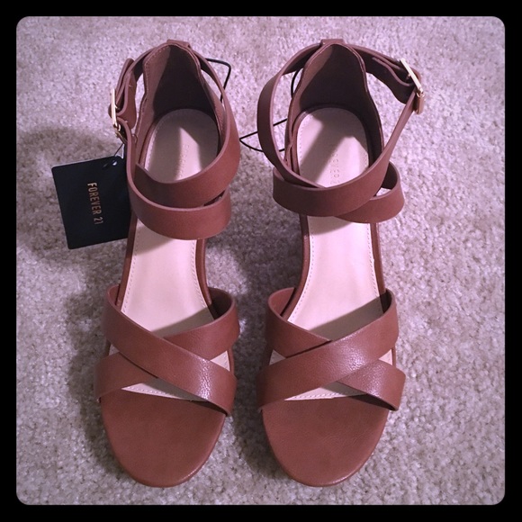 Camel colored wedge sandals