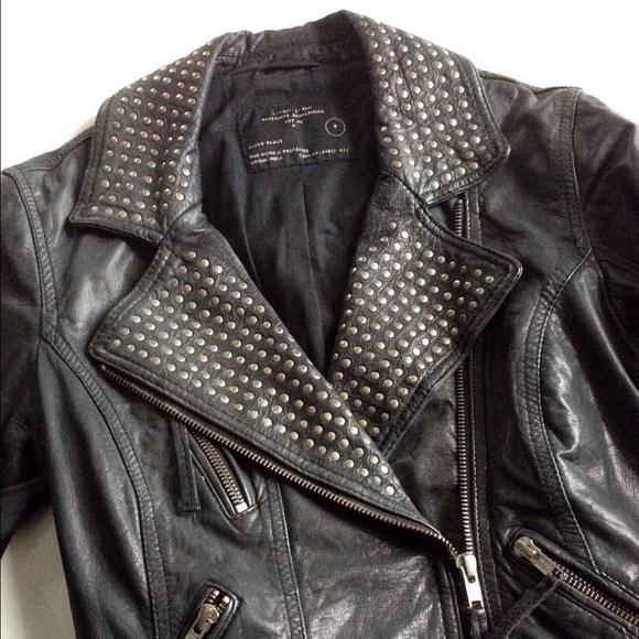 all saints studded leather jacket