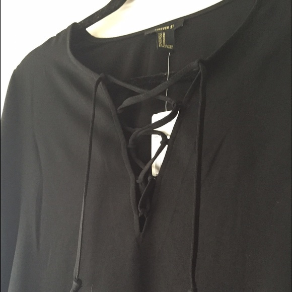 Black Forever 21 lace up mini dress