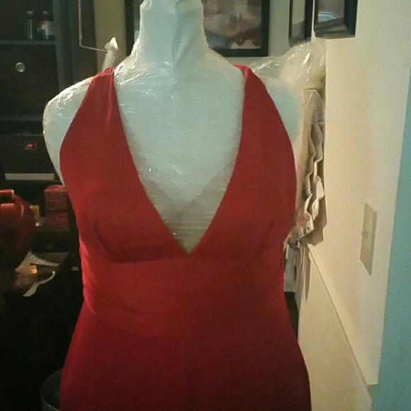 Sexy, satin, red dress.