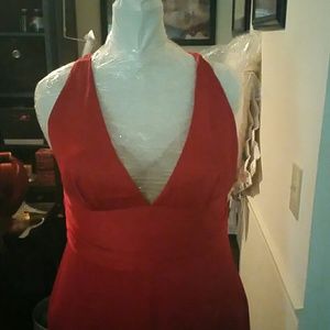 Sexy, satin, red dress.