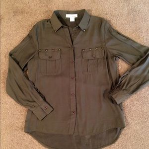 Military Green Button Up