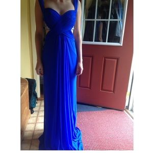 La Femme open back long prom dress