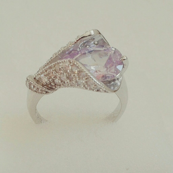 Women's Stamped 925 Sterling Silver Ring CZ Stones