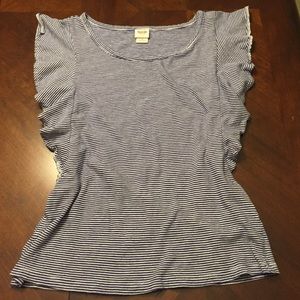 Navy and White flutter sleeve top