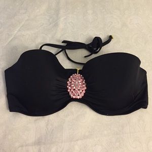 Black Bandeau with Pink Embellishment VS Swim Top