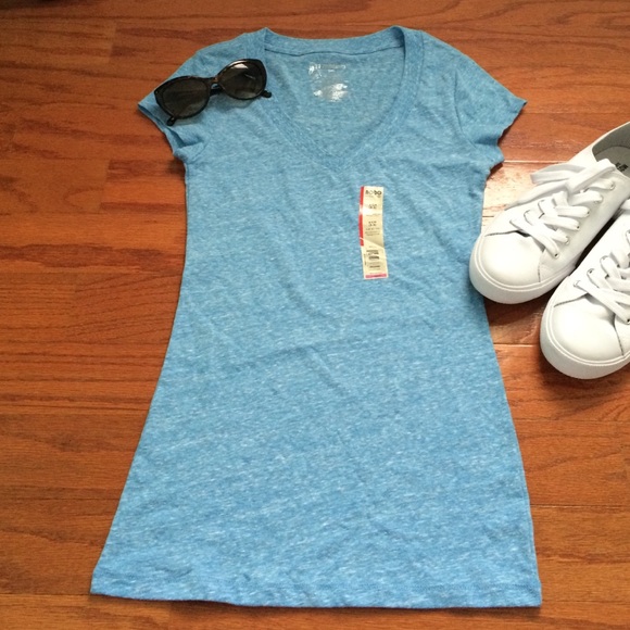 Blue space-dye cotton tee