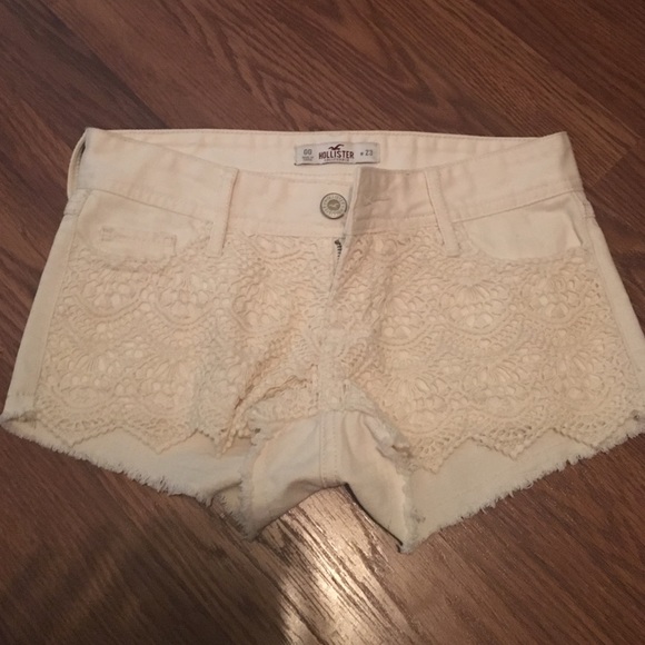 Cream colored lace shorts