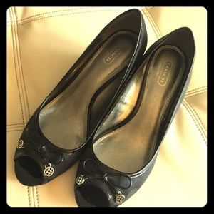 Coach Wedges Black Peep Toe