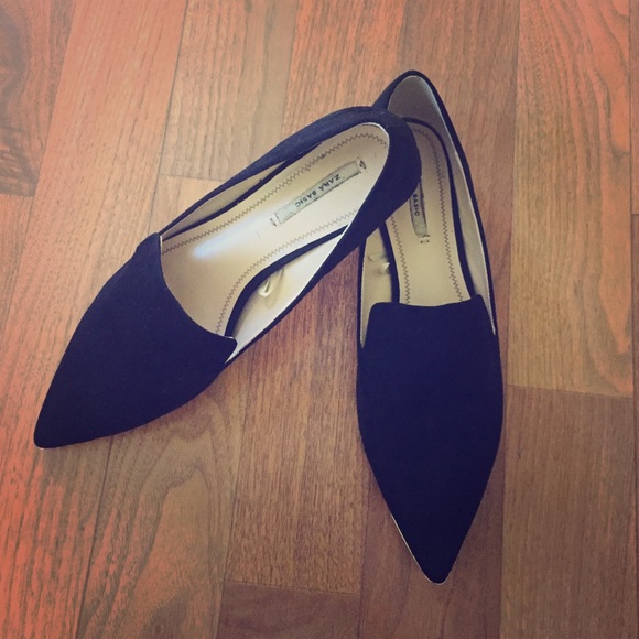 black suede pointed flats