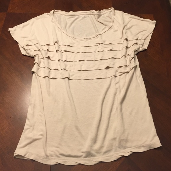 Ann Taylor Loft ruffle stripe shirt