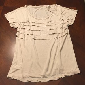 Ann Taylor Loft ruffle stripe shirt