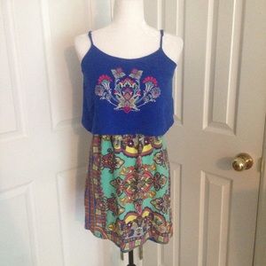 Blue Patterned Embroidered Sundress