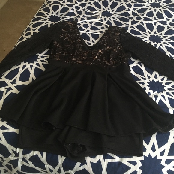 Black Lace Romper Dress