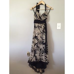 $10 Cache nude and black silk dress.