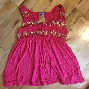 Flowy pink shirt with bling on the front