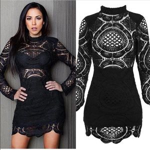 Beautiful lace crochet black dress!