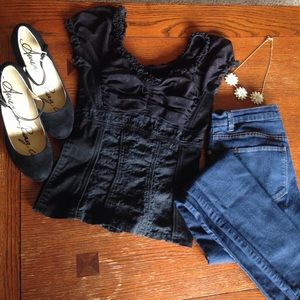 Black corset top with zipper