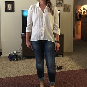 White button up blouse