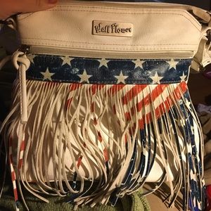 Wall flower American flag tassel purse