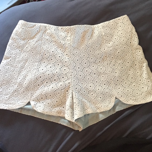 White Lace Zip Up shorts