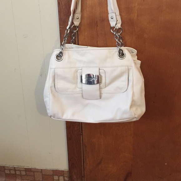 White leather over the shoulder purse