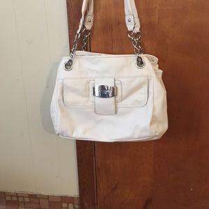 White leather over the shoulder purse