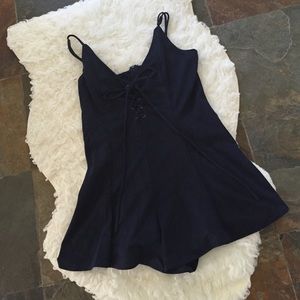 Suede lace up romper