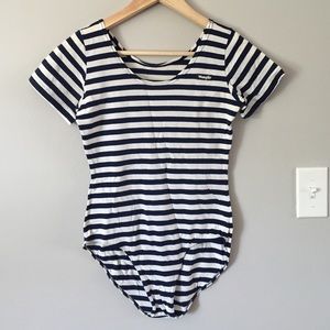 $8 Vintage Wrangler navy blue striped body suit.