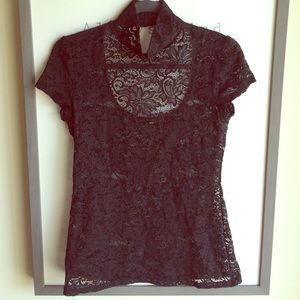 Express high neck black lace top
