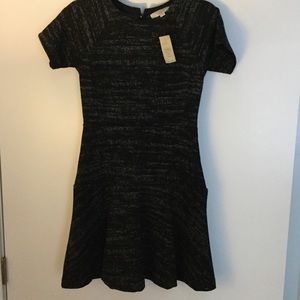 Ann Taylor Loft Short Sleeve drop-waist blk dress