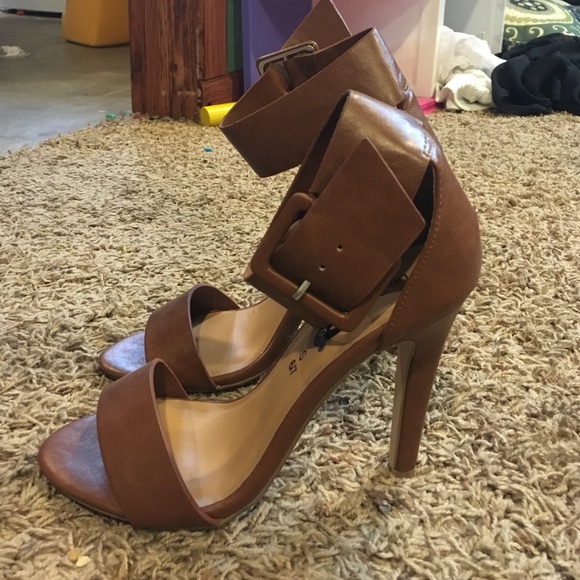 Brown strap heels