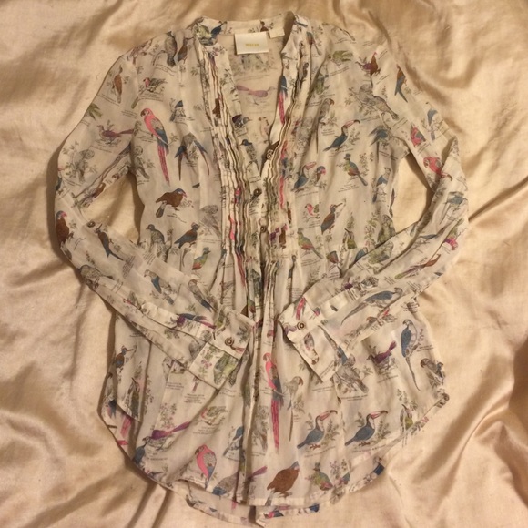 Anthropologie Brand Sheer Ornithology Button-down