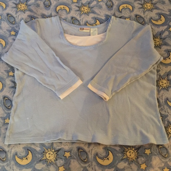 Faded glory LS blue and white 22/24w plus shirt