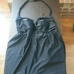 Plus size halter swimsuit with skirt