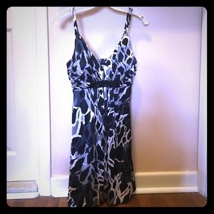 Black gray and white tank dress